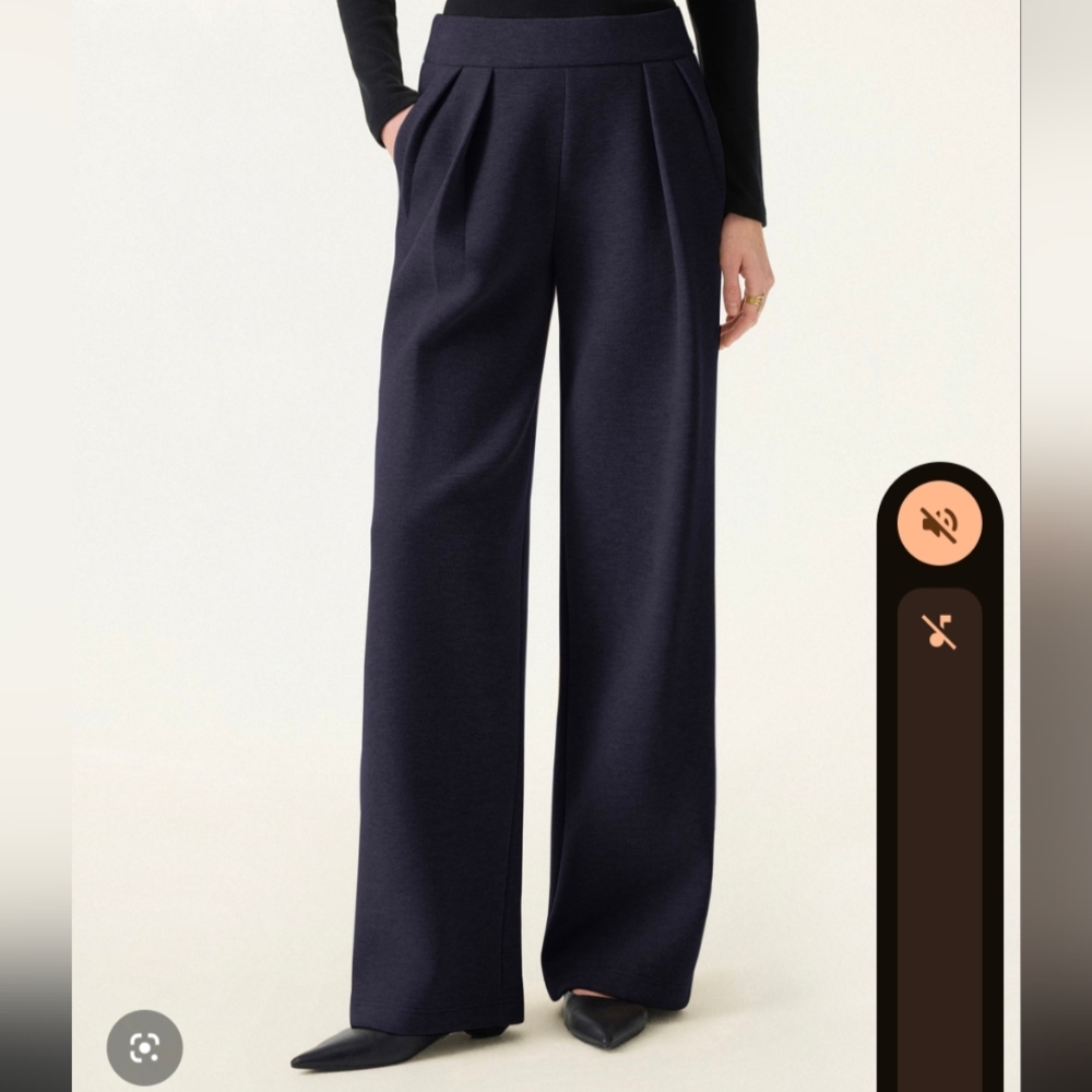 OGL FuzzLuxe Mid Rise Straight Leg Pull-on Pants with Pockets Regular Black Navy